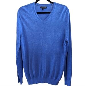 Banana Republic Blue Silk & Linen V Neck Size Large